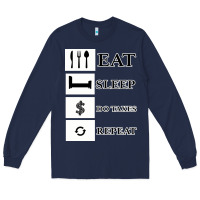 Navy Tax Day Eat Sleep Do Taxes Repeat Gift Long Sleeve Tee - Bettercallsaul