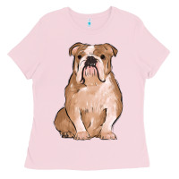 Bubblegum Pink bulldog Ladies Tee - MaliasSmallBusiness