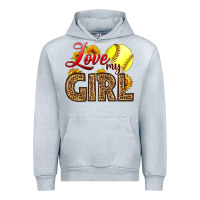 Heather Grey Love My Girl Softball Urban Hoodie - LillyAllenDesigns