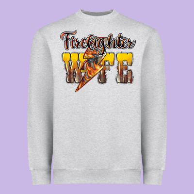 Firefighter Wife Lightning Bolt Heavyweight Sweatshirt Designed By Howdyjamesfarm