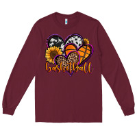 Burgundy basketball hearts Long Sleeve Tee - Jasminsmagicworld