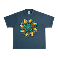 Midnight Navy sunflower gemstone leopard Urban Heavy Tee - Artiststas