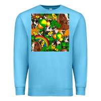 Ocean Blue St. Patrick's Day Horse With Balloons Premium Sweatshirt - FaDigitalArtStudio