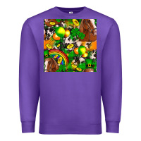 Purple St. Patrick's Day Horse With Balloons Premium Sweatshirt - FaDigitalArtStudio
