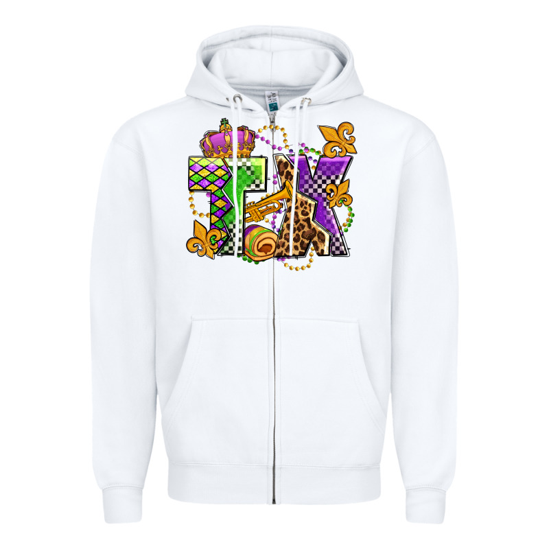 Texas Mardi Gras Olivia Zipper Hoodie by OliviaCreatesArt | Teevron