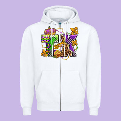Texas Mardi Gras Olivia Zipper Hoodie Designed By Oliviacreatesart