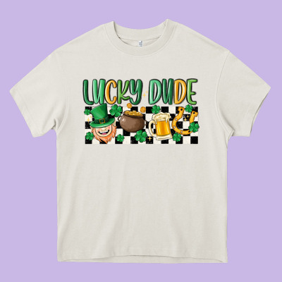 Lucky Dude Heavy Core Tee Designed By Maliassmallbusiness