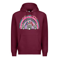 Burgundy Easter bunny rainbow Premium Hoodie - OliviaCreatesArt