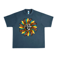Midnight Navy sunflower cowhide leopard Urban Heavy Tee - Artiststas