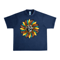 Navy sunflower cowhide leopard Urban Heavy Tee - Artiststas