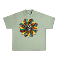 Oil Green sunflower cowhide leopard Urban Heavy Tee - Artiststas