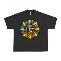 Pigment Black sunflower cowhide leopard Urban Heavy Tee - Artiststas