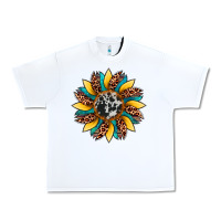 White sunflower cowhide leopard Urban Heavy Tee - Artiststas