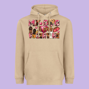 My Dog Is My Valentine Heavyweight Hoodie Designed By Fadigitalartstudio