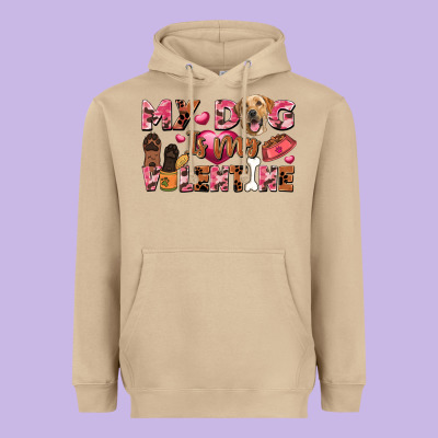 My Dog Is My Valentine Heavyweight Hoodie Designed By Fadigitalartstudio