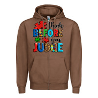 Chestnut think before you judge Zipper Hoodie - OliviaCreatesArt