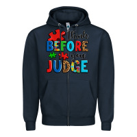 Navy think before you judge Zipper Hoodie - OliviaCreatesArt