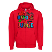 Red think before you judge Zipper Hoodie - OliviaCreatesArt