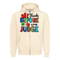 Sandshell think before you judge Zipper Hoodie - OliviaCreatesArt