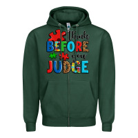 Sports Green think before you judge Zipper Hoodie - OliviaCreatesArt