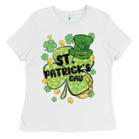 White st. patrick's day shamrock Ladies Tee - MaliasSmallBusiness