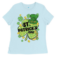 Baby Blue st. patrick's day shamrock Ladies Tee - MaliasSmallBusiness