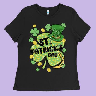 St. Patrick's Day Shamrock Ladies Tee Designed By Maliassmallbusiness
