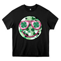 Black st patrick's smiley Heavy Core Tee - MaliasSmallBusiness