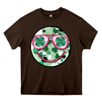 Chocolate Brown st patrick's smiley Heavy Core Tee - MaliasSmallBusiness