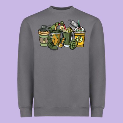 Army Coffee Cups 4th Of July Heavyweight Sweatshirt Designed By Howdyjamesfarm
