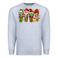 Heather Grey christmas coffee cups gnomies Premium Sweatshirt - FaDigitalArtStudio