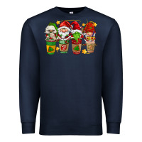 Navy christmas coffee cups gnomies Premium Sweatshirt - FaDigitalArtStudio