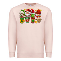 Pale Pink christmas coffee cups gnomies Premium Sweatshirt - FaDigitalArtStudio