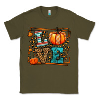 Army Green Fall Autumn Leopard Love Pumpkin Classic Tee - LillyAllenDesigns