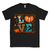 Black Fall Autumn Leopard Love Pumpkin Classic Tee - LillyAllenDesigns