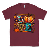 Burgundy Fall Autumn Leopard Love Pumpkin Classic Tee - LillyAllenDesigns