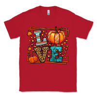 Red Fall Autumn Leopard Love Pumpkin Classic Tee - LillyAllenDesigns