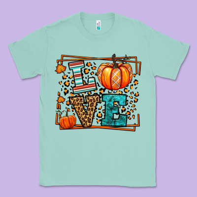 Fall Autumn Leopard Love Pumpkin Classic Tee Designed By Lillyallendesigns