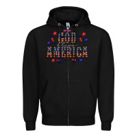 Black 4 july god bless america western Zipper Hoodie - CowCowDesign