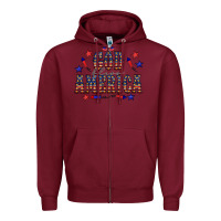Burgundy 4 july god bless america western Zipper Hoodie - CowCowDesign