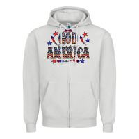 Dove Grey 4 july god bless america western Zipper Hoodie - CowCowDesign