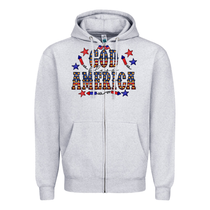 4 July God Bless America Western Zipper Hoodie by CowCowDesign | Teevron