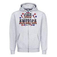 Heather Grey 4 july god bless america western Zipper Hoodie - CowCowDesign
