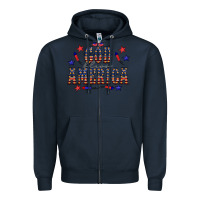 Navy 4 july god bless america western Zipper Hoodie - CowCowDesign