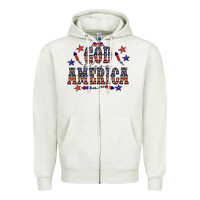 Oatmeal Heather 4 july god bless america western Zipper Hoodie - CowCowDesign