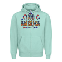Seafoam 4 july god bless america western Zipper Hoodie - CowCowDesign