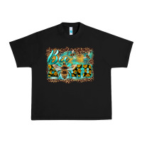 Black bee kind with sunflower and leopard background Urban Heavy Tee - Artiststas