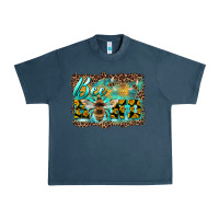 Midnight Navy bee kind with sunflower and leopard background Urban Heavy Tee - Artiststas