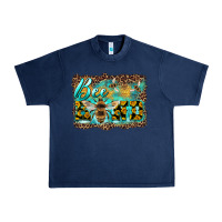Navy bee kind with sunflower and leopard background Urban Heavy Tee - Artiststas