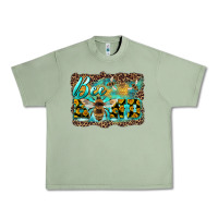 Oil Green bee kind with sunflower and leopard background Urban Heavy Tee - Artiststas